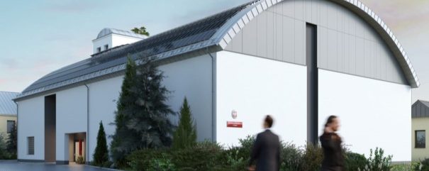 Wizualizacja fasady budynku Archiwum Państwowego w Opolu po termomodernizacji.