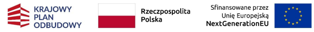 Znaki Krajowego Planu Odbudowy, barw Rzeczypospolitej Polskiej oraz NextGenerationEU. 